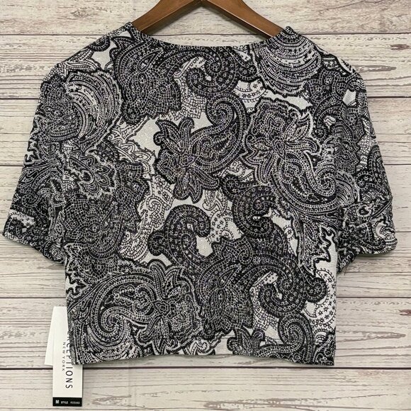 NWT Perceptions NY Black/White SS Shawl Medium - Picture 5 of 5